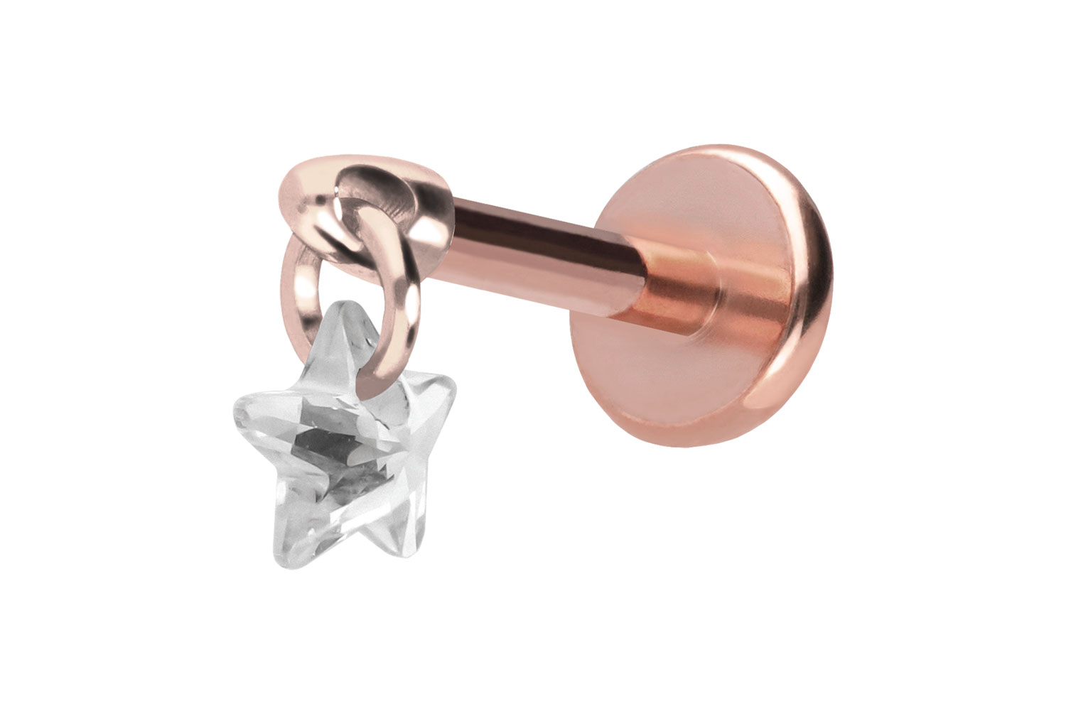 Titan Labret Piercing mit Push Fit KRISTALLSTERN